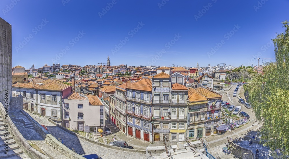 Panoramic view of the city of Porto taken from the cathedral during the day