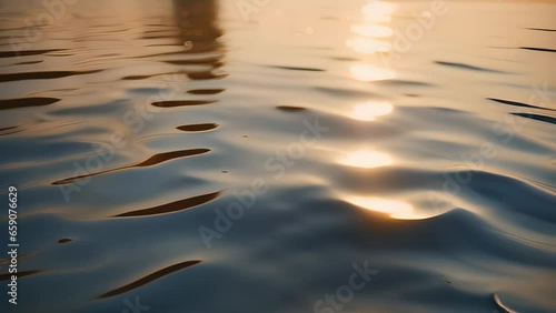 Water ripples at sunrise or sunset, Generative AI