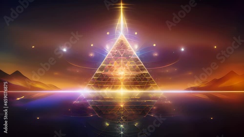Cosmic, New Age, Pyramid Reflection, Generative AI
