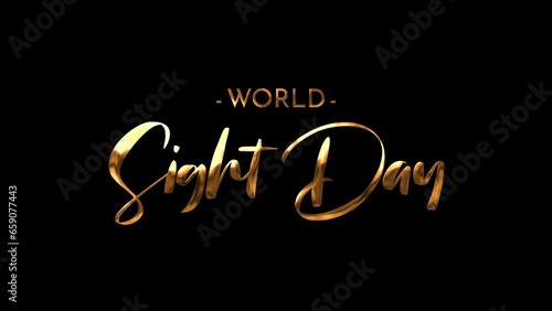 World sight day text animated in gold color alpha channel photo