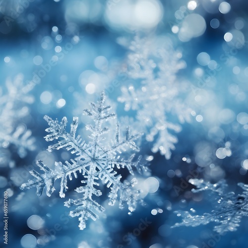 Photo real christmas snowflakes during a snowfall, under natural conditions.