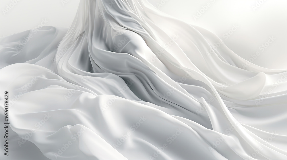Obraz premium Ethereal Elegance: The Art of White Fabric Drapery,white silk background,white satin background,white satin fabric