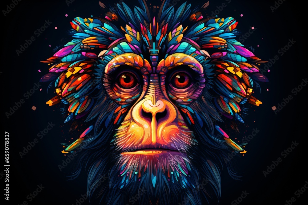 Colorful tattoo of a monkey Colorful tattoo of a monkey