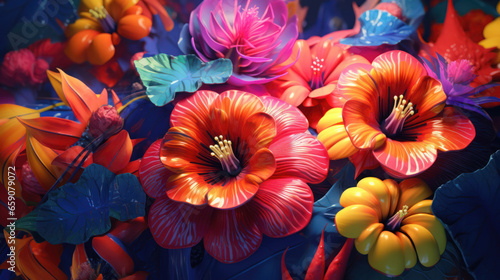 Wallpaper Mural Fantasy surreal flowers, exotic floral background Torontodigital.ca