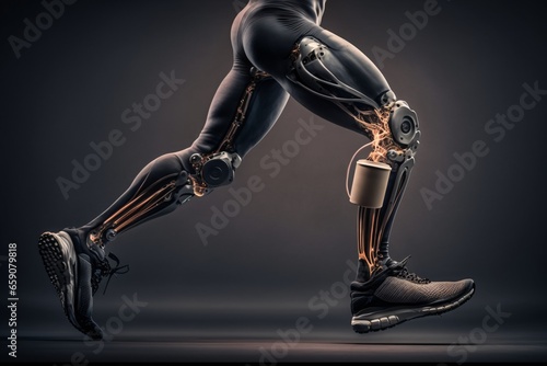 Bionic prosthetic leg. Cybernetic technologies in prosthetics. Leg prosthesis © vachom