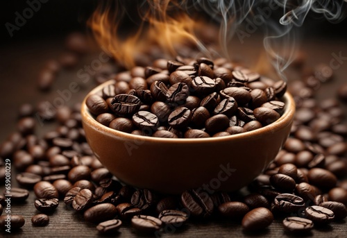 roasted coffee beans in a bowl  AI Generative