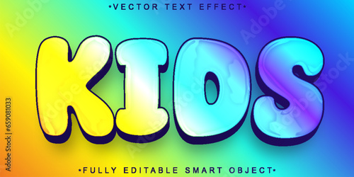 Fototapeta Naklejka Na Ścianę i Meble -  Cartoon Colorful Kids Vector Fully Editable Smart Object Text Effect