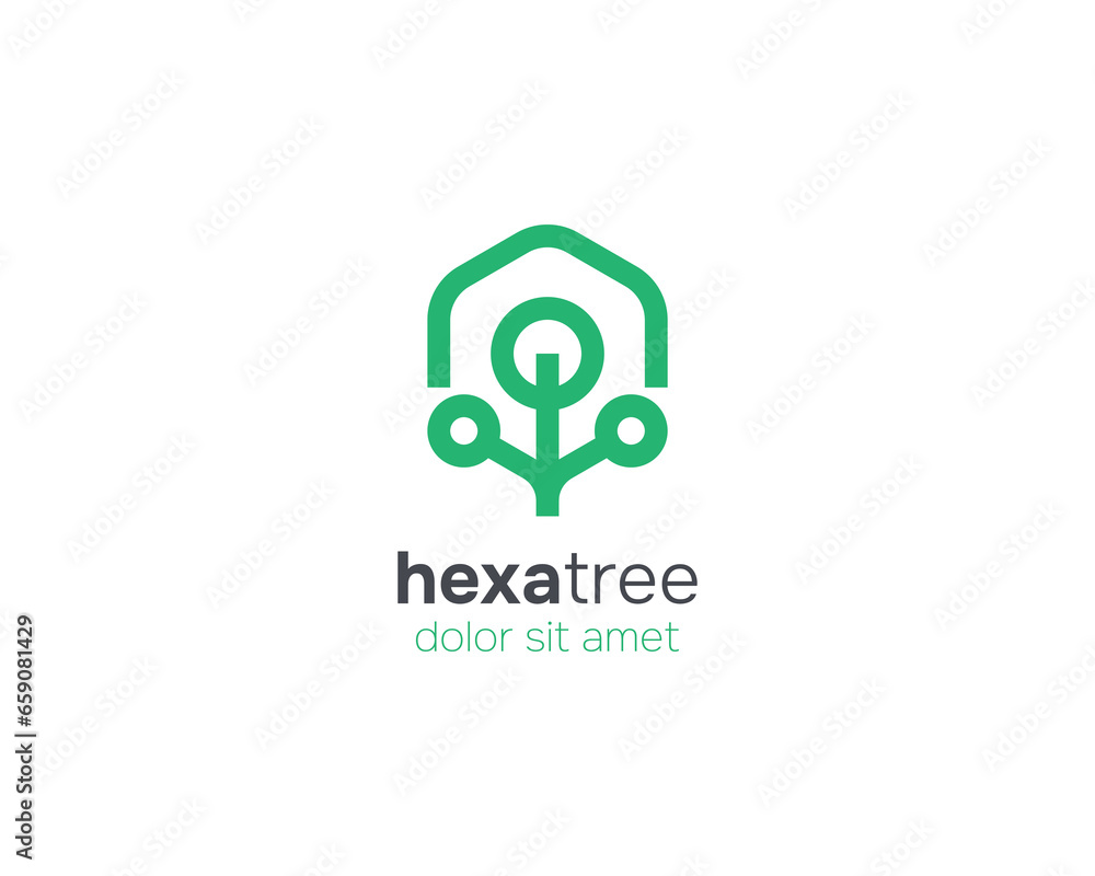 Hexagon with simple tree logo Hexagon with simple tree logo