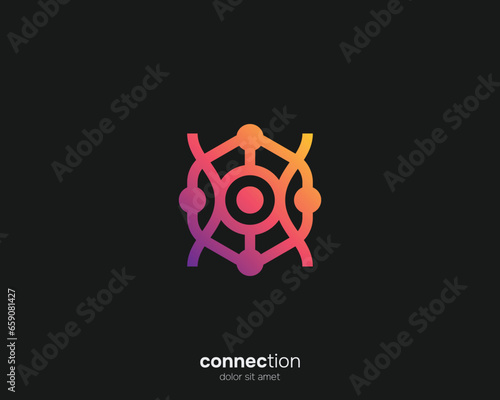 Hexagon with modern connection logo