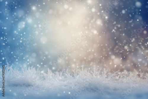 Winter background. Beautiful decorative snowflake on the white snow. Copy space © Maria Moroz