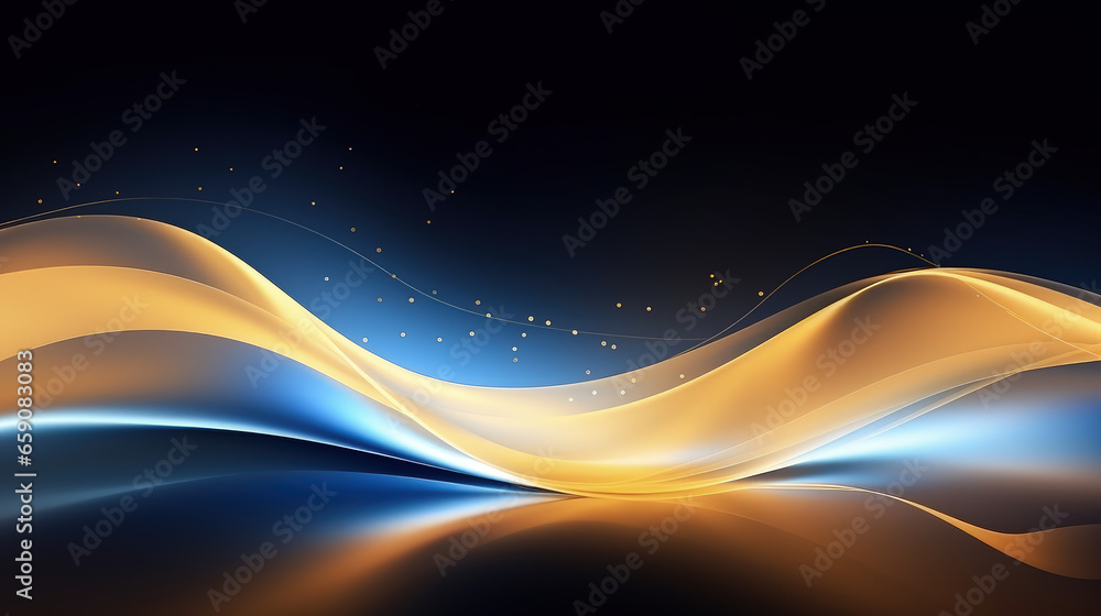 An abstract composition featuring elegant gold and blue waves creates a luxurious background with ample space for text placement.Generative AI An abstract composition featuring elegant gold and blue waves creates a luxurious background with ample space for text placement.Generative AI