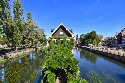 Strasbourg, France, 'Maison des Ponts Couverts' building in River 'III' in historical 'Petite France' quarter