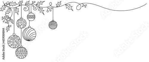 christmas vector , christmas ball line art style illustration