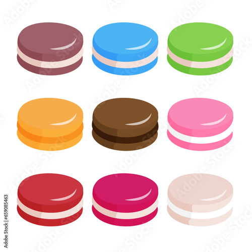 Macarons set sweets desert bakery