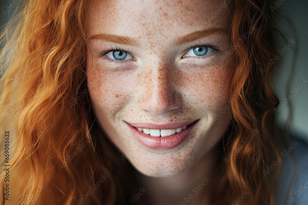 A closeup portrait of a pretty young redhead with freckles, radiating natural beauty, joy, and healthy skin...... A closeup portrait of a pretty young redhead with freckles, radiating natural beauty, joy, and healthy skin......