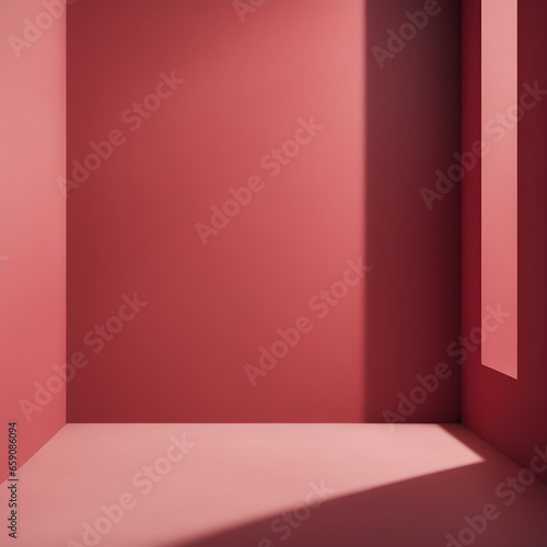 empty room with red curtains, Generative AI