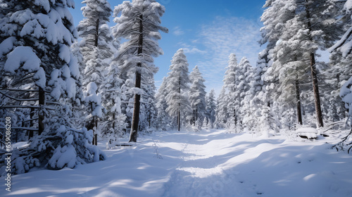 Trees covered with snow