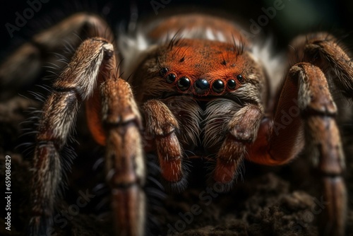 Sharp tarantula close-up. Generative AI