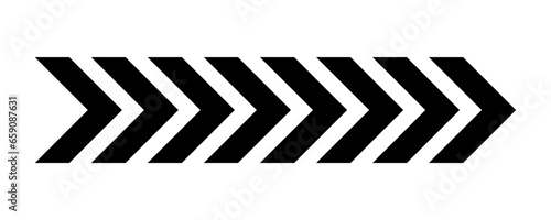 Arrow icon. Triple Black Chevrons pointing right vector