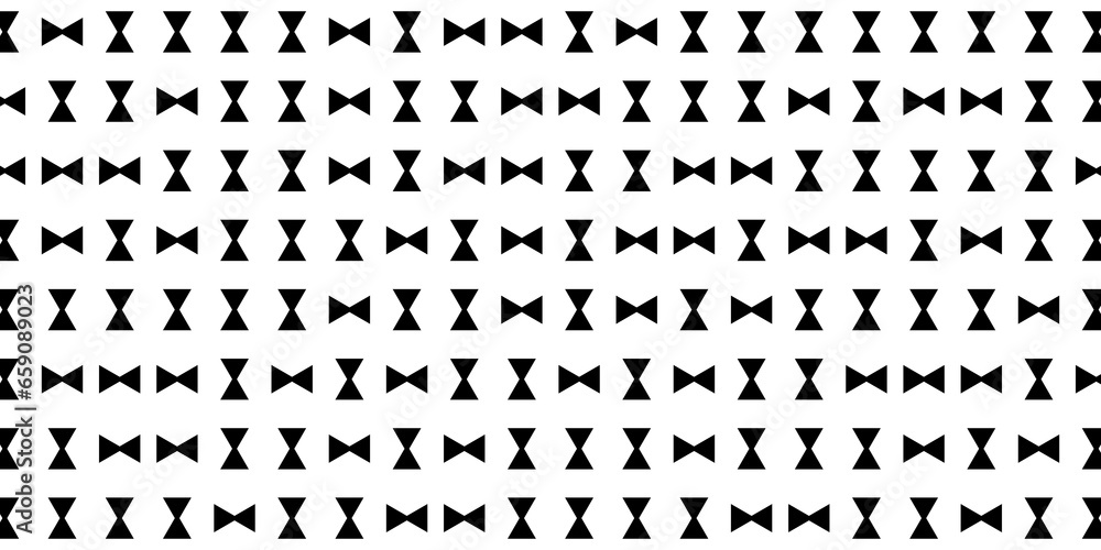Abstract modern minimal black and white monochrome geometry double triangles or hourglasses rows pattern texture background