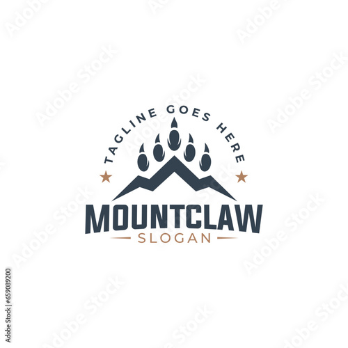 Mountain Landscape with claw logo design, rocky mountain outdoor claw Silhouette