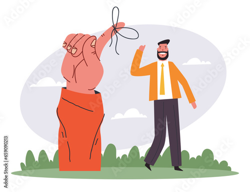 Ribbon on finger reminder remind string meeting concept. Vector flat graphic design illustration