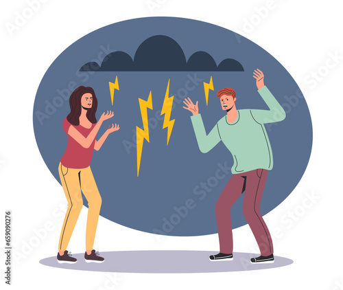 Couple fight argument people conversation family marriage argue concept. Vector flat graphic design illustration
