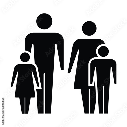 Family icon vector people symbol in glyph pictogram illustration