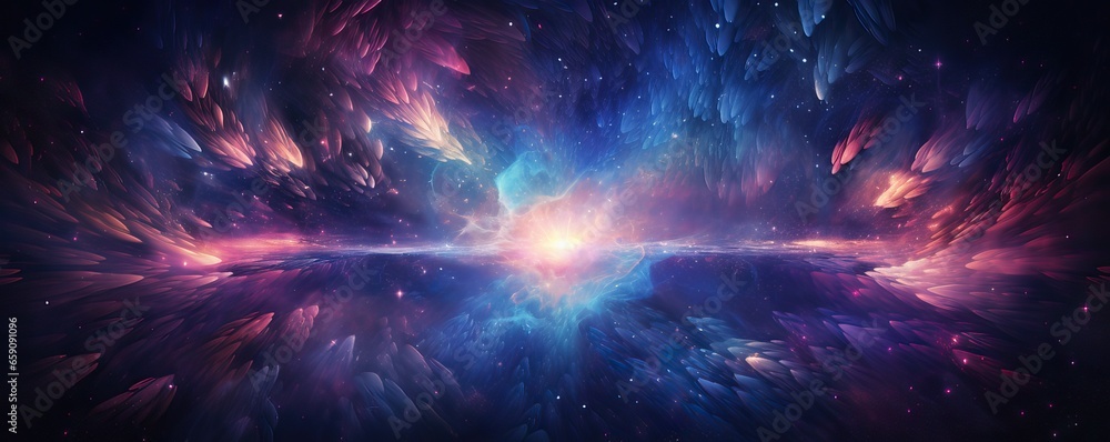 Futuristic abstract space background with nebulae and stars. Galaxy Wallpaper.   - obrazy, fototapety, plakaty 