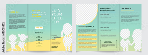 Creative modern school admission trifold brochure template. school education flyer layout promotion banner.