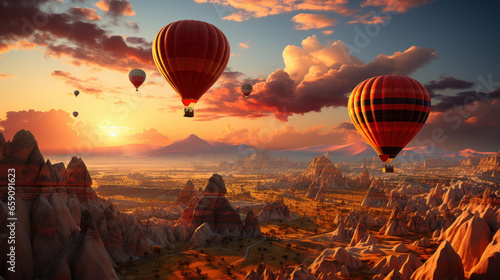 Breathtaking Skies: Cappadocia's Enchanting Hot Air Balloons. Generative AI
