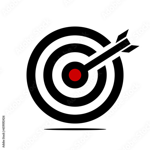 White back arrow on red target icon