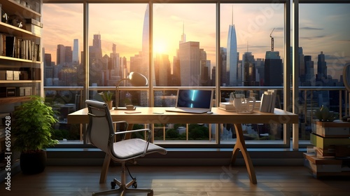 Modern relaxing office interior design with the wonderful view