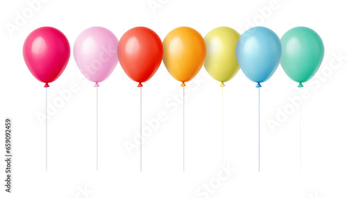 colorful balloons isolated on transparent background cutout © Papugrat