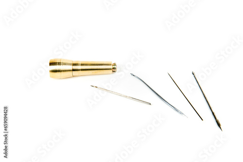 Canvastavla Brass leather awl punch kit with various tipped needles