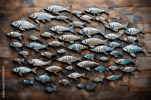 fishes ona wooden background