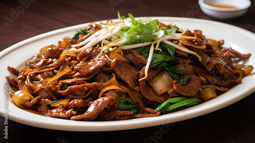 Beef kway teow Singaporean noodle dish photo