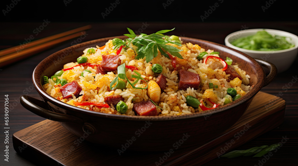 fried rice with vegetables and ham fried rice with vegetables and ham