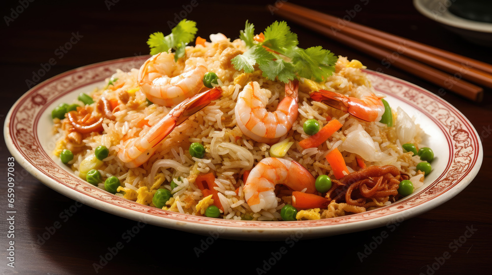 Asian style egg fried rice with prawn Asian style egg fried rice with prawn