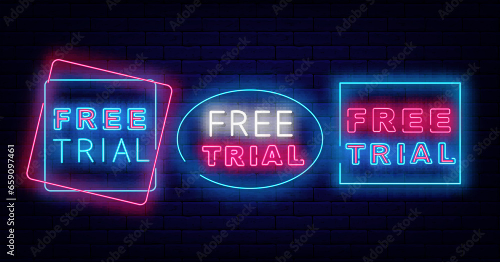 Free trial signs collection. Geometric square frames. Surprise for followers, subscribe now. Vector stock illustration Free trial signs collection. Geometric square frames. Surprise for followers, subscribe now. Vector stock illustration