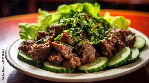 beef steak with Asian style salad