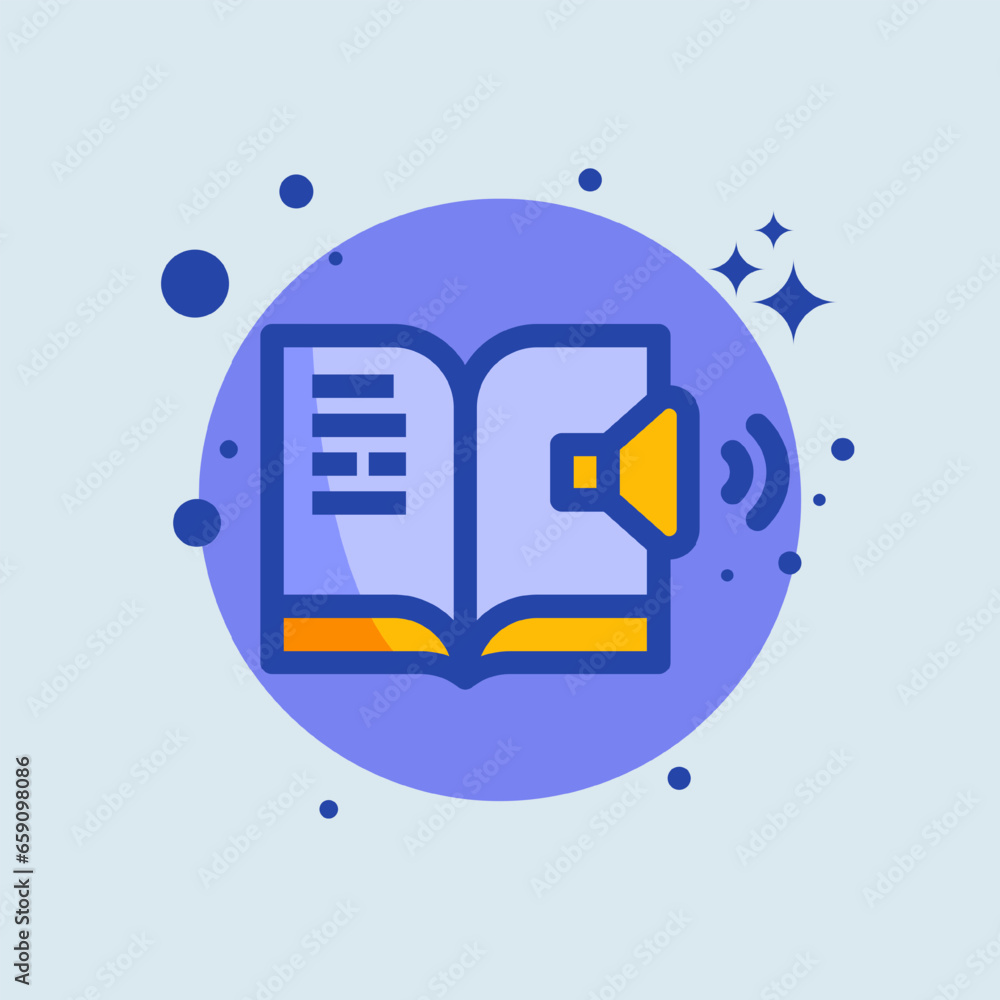 Audio book flat illustration. Learning signs vector illustration. Audio book flat illustration. Learning signs vector illustration.