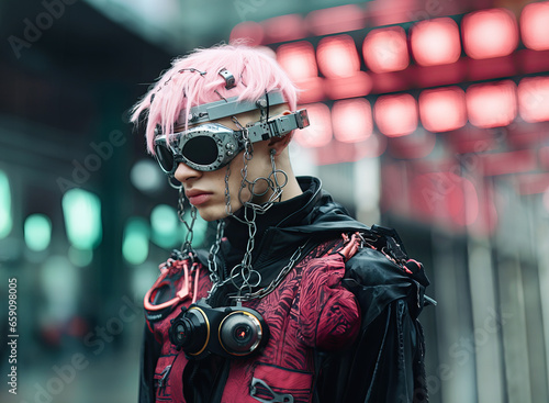 Futuristic cyber man, Cyberspace Augmented Reality,, game, future technology, Virtual neon Tokyo