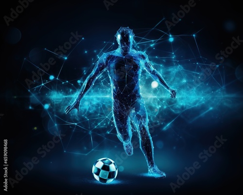 The soccer player has a ball in motion.