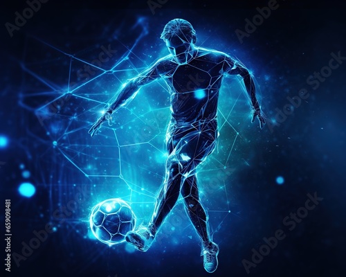 The soccer player has a ball in motion.