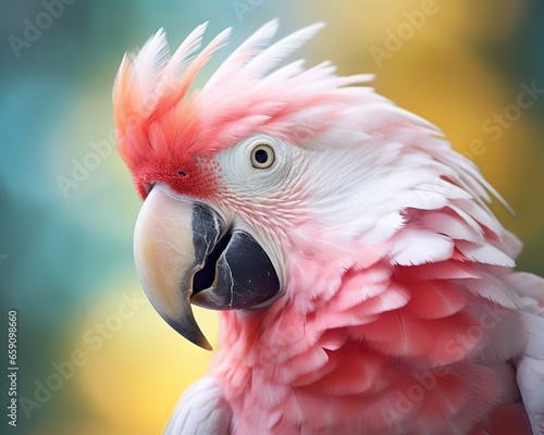 pink and white parrot of a pink and white parrot nature jungle bird. © Nipon