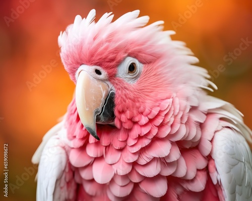 pink and white parrot of a pink and white parrot nature jungle bird. © Nipon