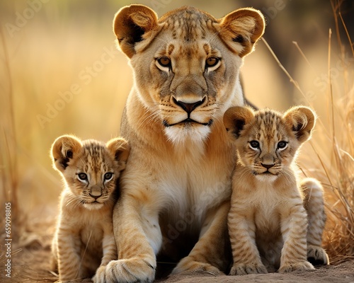 stunning image of a lioness with her adorablecubs.