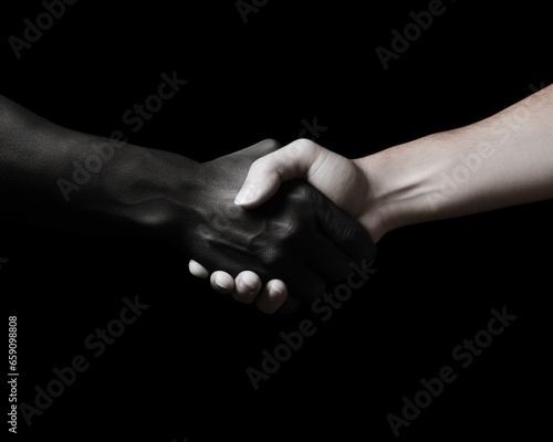 handshake between two people on a black background.