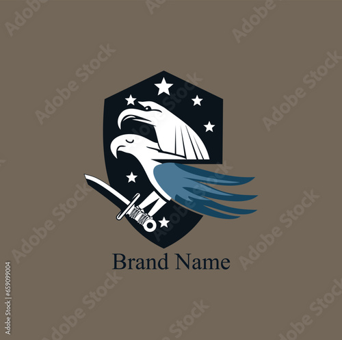 bird and sword logo concept